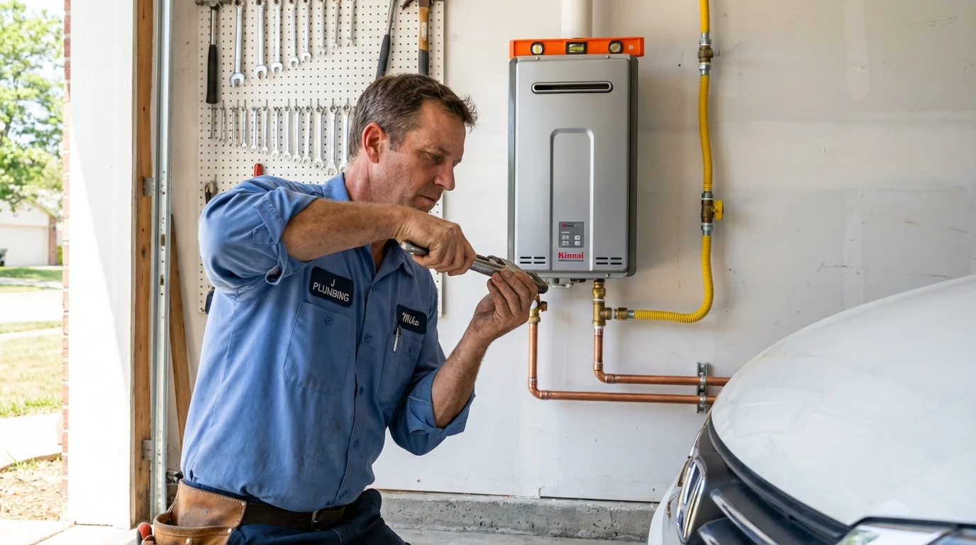 Tankless water heater installation by a Johns Plumbing LLC plumber in Hurley